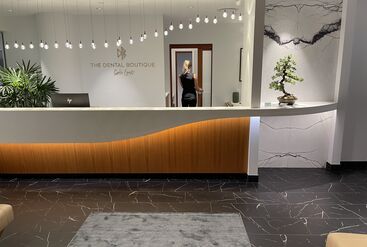 The front desk of a dental practice.
